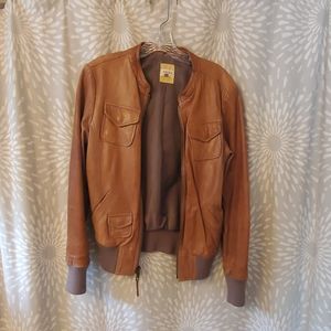 Fossil leather bomber jacket